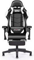 Ergonomic Racing Style Gaming Chair with Reclining Back Footrest Lumbar Support &amp Flip-Up Arms PU Leather Office Computer Chair(Type C)
