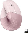 Logitech Lift Vertical Ergonomic Mouse (Rose) - Optical - Wireless - Bluetooth/Radio Frequency - Rose - USB - 4000 dpi - Scroll Wheel - 6 Button(s) - Small/Medium Hand/Palm Size - (Renewed)