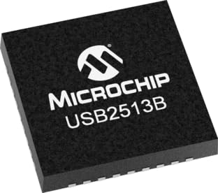 Microchip Technology USB2513B-AEZC Low/Full/High Speed Compatible 3 Port Hub - USB 2.0-3.3V - 36-Pin SQFN - Tray (10 Item/s)