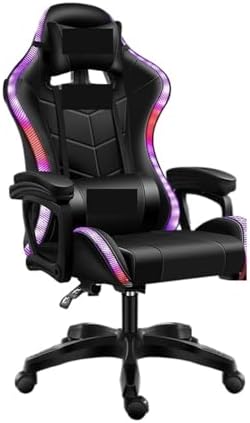 Computer Chair Gaming ChairComputer ChairLeather Office Chair Light Gamer Chair Swivel Gaming Chair Chair (RGB Black One Size)