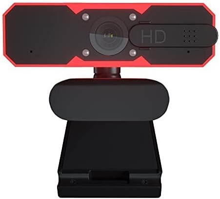 Generic RGB Webcam - 1080p HD Web Cam with Microphone Privacy Cover - 7 RGB Lights 2-Level Adjustable Brightness - Computer Desktop PC Laptop Web Camera for Live Streaming Skype Video Calls
