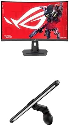Bundle of ASUS ROG Strix 32” 1440P USB-C Curved HDR400 Gaming Monitor XG32WCMS - QHD 2560x1440 280Hz + ASUS ROG Aura Monitor Light Bar ALB01 - Asymmetrical Lighting bar 3 Modes RGB Lighting USB-C