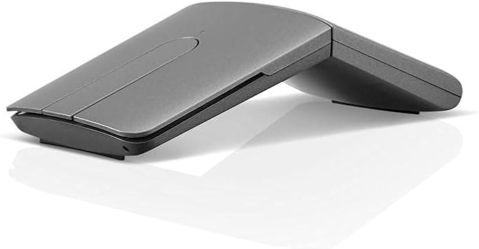 Lenovo Yoga Computer Mouse for PC Laptop Computer with Windows or Chrome - 2.4GHz Wireless Nano Receiver &amp Bluetooth 5.0 - Ergonomic V-Shape - Twists Flat - Built-in Laser Presenter - Iron Grey