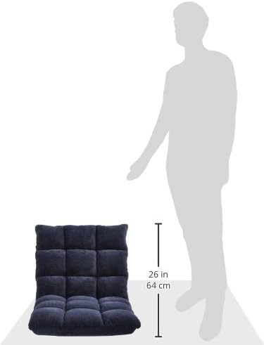 Amazon Basics Adjustable 14-Position Memory Foam Gaming Floor Chair with Back Support Portable Reclining Lay Flat 41.3D x 21.3W x 6H Navy