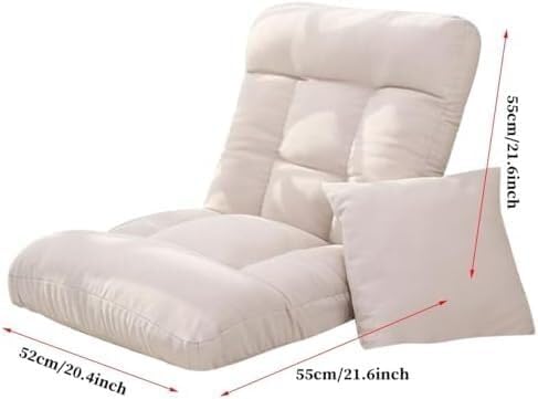 ELEFOCUS Floor Chair with Backrest Foldable Lazy Sofa Meditation Chair Window Chair with Cushion(/Beige B)