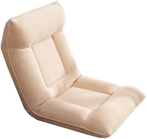 ELEFOCUS Foldable Adjustable Floor Chair Folding Floor Chair with 5 Positions Adjustable Backrest and Headrest(/Beige)