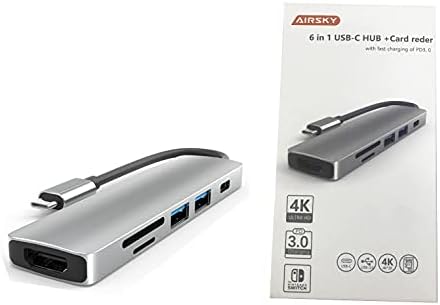 6 in 1 USB-C Hub Type-C to HDMI + 2X USB3.0 + PD + TF + SD Adapter