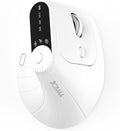 JOMAA Wireless 2.4G &amp Dual Bluetooth Three-Channel Ergonomic Vertical Mouse Adjustable DPI Multi-Function Turntable for PC Laptop MacBook Rechargeable (White)