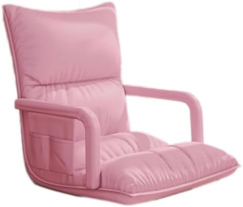Floor Chair Folding Lazy Sofa Bed 6-Way Adjustable Floor Chair Chaise Lounge with Armrest Padded Gaming Recliner Chair for Reading Living Room Bedroom Indoor (Color: Beige Size