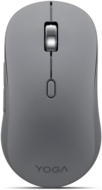 Lenovo Yoga Bluetooth Silent Mouse 3 Level DPI Adjustment 36 Month Battery Life Bluetooth 5.3 3 Device Paring Whisper Quiet Programmable Buttons Smooth Finish Luna Grey