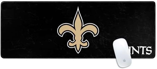 Skinit Large Gaming Mouse Pad - Officially Licensed New Orleans Saints Distressed Design with Stitched Edges Waterproof Non-Slip Rubber Base Desk Mat for Keyboard &amp Mouse 31.5 x 11.8 inches