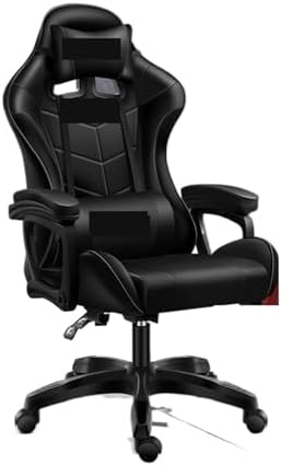 Computer Chair Gaming ChairComputer ChairLeather Office Chair Light Gamer Chair Swivel Gaming Chair Chair (Basic Black One Size)