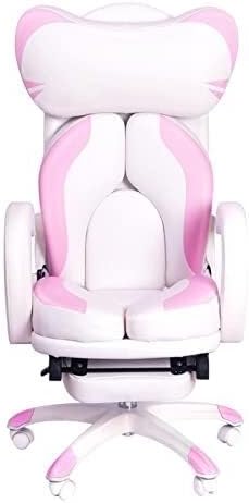Gaming Chair Racing Style Ergonomic High-Back with Massage Lumbar Support Adjustable Swivel Office Desk Chair with Retractable Footrest 260-300lbs Capacity(Pink)