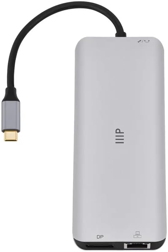 Monoprice 13-in-1 Dual-HDMI + DisplayPort Multi-Stream Transport (MST) Triple Monitor Docking Station - 4K 5Gbps USB A Ethernet Card Reader 100W PD Silver