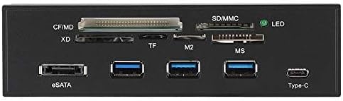 ASHATA Front Panel Hub 11 Port PC Front Panel with USB 3.0 Ports USB 3.1 eSATA Port and 6 Card Slots Card Reader Support M2 MSO Memory MS XD 64G CF Card Fit Any 5.25” Computer Case Front Bay