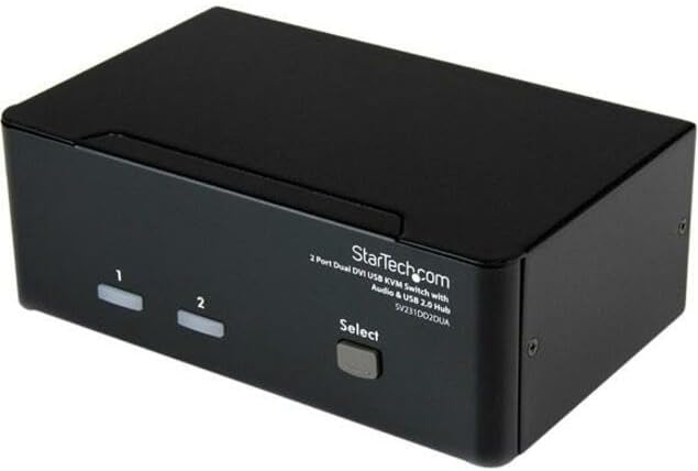 StarTech.com DVI KVM Switch with Audio &amp USB 2.0 Hub – 2-Port USB KVM Switch - 1920 x 1200 - Dual Monitor KVM Switch  TAA (SV231DD2DUA)