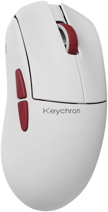 Keychron G4 8K Wireless Mouse Ultra Lightweight 30K DPI PixArt 3950 Optical Sensor 2.4G/Bluetooth Up to 130 Hours Battery Life Ergonomic Design with Customizable Buttons for PC/Mac/Windows - White