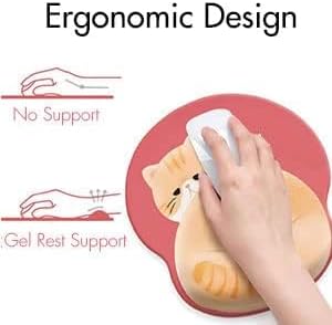 3-in-1 Cute Mouse Pad and Keyboard Wrist Rest Support [ 20% Larger] Anime Kawaii Gel Wrist Rest with Non-Slip PU Base Ergonomic Mouse Pad with CoasterPain ReliefGame Work Study Home Office-Cat