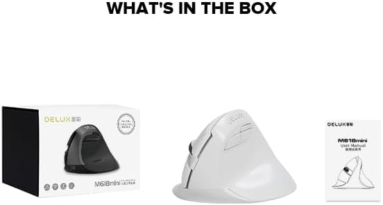 DELUX Wireless Ergonomic Mouse Vertical Mouse for Small Hand Silent Click Ergonomic Mouse Up to 4000 DPI 6 Buttons BT 5.0/2.4G Dual Mode for Carpal Tunnel for Laptop/PC (M618MINI DB-White)