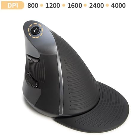 DELUX Ergonomic Vertical Mouse Wireless Rechargeable Vertical Mouse Bluetooth/2.4G Dual Mode Slient Click Removable Wrist Rest 800/1200/1600DPI Levels 6 Buttons for Laptop/PC (M618G DB-Black)