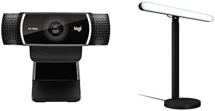 Logitech C922x Pro Stream Webcam + Logitech G Litra Beam Premium LED Gaming Key Light with TrueSoft Adjustable Desktop Mount Brightness/Color Temp Settings Desktop App Control for PC/Mac