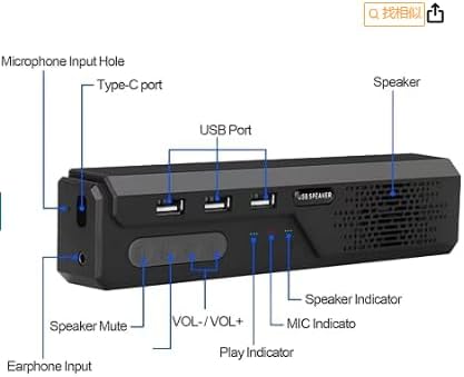 3 in 1 USB Computer Speaker with Microphone PC Laptop Desktop Conference Speaker with Mic for Smart Home Office and Online Study360 Degree Enhanced