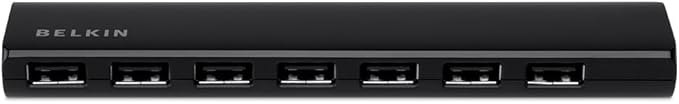 Belkin 7-Port Ultra-Slim Desktop USB Hub - Desktop USB Hub 2.0 - 7 Hi-Speed USB Ports - Compatible With MacOS &amp Windows For Connecting Charging Cable Keyboard Mouse &amp Any USB-Enabled Devices