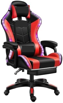 Computer Chair Gaming ChairComputer ChairLeather Office Chair Light Gamer Chair Swivel Gaming Chair Chair (RGB White One Size)