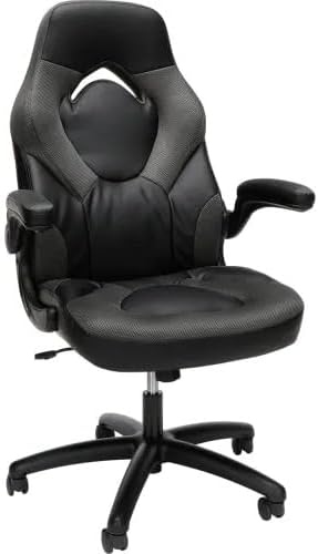 Ergonomic Gaming Chair with High Back Support – Racing Style PC Desk Chair with Recline Function Flip-Up Arms &amp Padded Segments for Comfort (Gray)