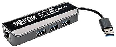 Tripp Lite USB to Gigabit Ethernet Adapter with 3-Port USB 3.0 Hub Data Transfer up to 5 Gbps Backward Compatible with USB 2.0 &amp USB 1.1 Devices 3-Year Warranty (U336-U03-GB)
