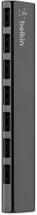 Belkin 7-Port Ultra-Slim Desktop USB Hub - Desktop USB Hub 2.0 - 7 Hi-Speed USB Ports - Compatible With MacOS &amp Windows For Connecting Charging Cable Keyboard Mouse &amp Any USB-Enabled Devices