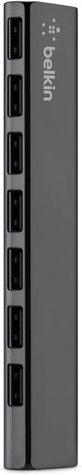 Belkin 7-Port Ultra-Slim Desktop USB Hub - Desktop USB Hub 2.0 - 7 Hi-Speed USB Ports - Compatible With MacOS &amp Windows For Connecting Charging Cable Keyboard Mouse &amp Any USB-Enabled Devices