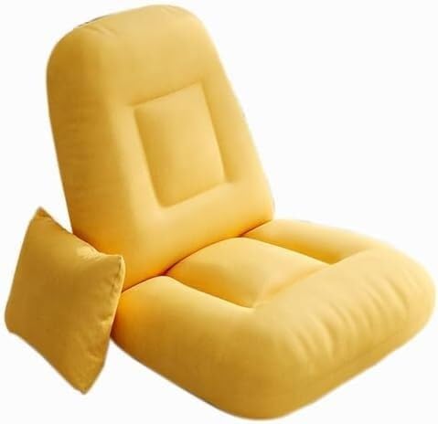 ELEFOCUS Folding Floor Gaming Chair Adjustable Memory Sponge Floor Chair with Backrest Lazy Sofa for Reading Games(Gelb)