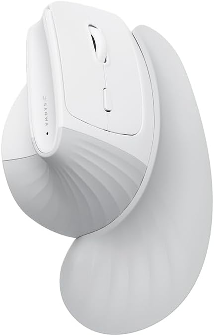SANWA Wireless Ergonomic Mouse for Large Hands Silent Click Vertical Mice with Removable Wrist Rest 1000-4000 DPI 3-Device (2.4G + 2 Bluetooth 5.4) Compatible with Mac Windows Laptop PC White