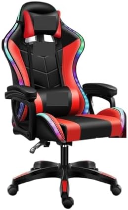Computer Chair Gaming ChairComputer ChairLeather Office Chair Light Gamer Chair Swivel Gaming Chair Chair (RGB Red One Size)