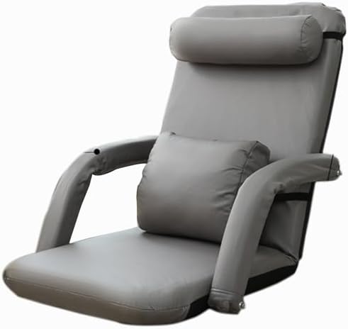 BTZHY Floor Chair Floor Chair Foldable Floor Chair with 6-Speed Adjustment Padded Gaming Sofa with Backrest for Living Room and Bedroom No Assembly Required (Color: Gray Size: 20.47 x 21.