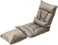 ELEFOCUS Adjustable Fully Foldable Lounge Chair with Pillow Upholstered Sofa Bed with Back Support for Balcony Living Room(Grey-a)