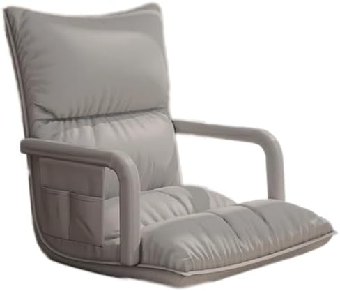 Floor Chair Folding Lazy Sofa Bed 6-Way Adjustable Floor Chair Chaise Lounge with Armrest Padded Gaming Recliner Chair for Reading Living Room Bedroom Indoor (Color: Beige Size