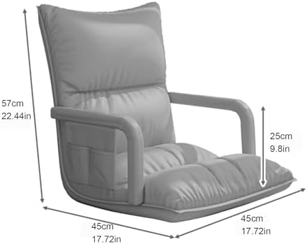 Floor Chair Folding Lazy Sofa Bed 6-Way Adjustable Floor Chair Chaise Lounge with Armrest Padded Gaming Recliner Chair for Reading Living Room Bedroom Indoor (Color: Beige Size