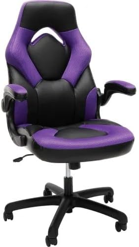 Ergonomic Gaming Chair with High Back Support – Racing Style PC Desk Chair with Recline Function Flip-Up Arms &amp Padded Segments for Comfort (Purple)