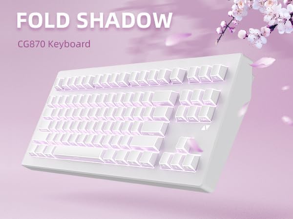 ZORNHER CG870 Wireless Mechanical Keyboard80% White Gaming Keyboard Creamy KeyboardShine Though Double Shot KeycapsCreamy Sounding Linear SwitchesHot-Swappable