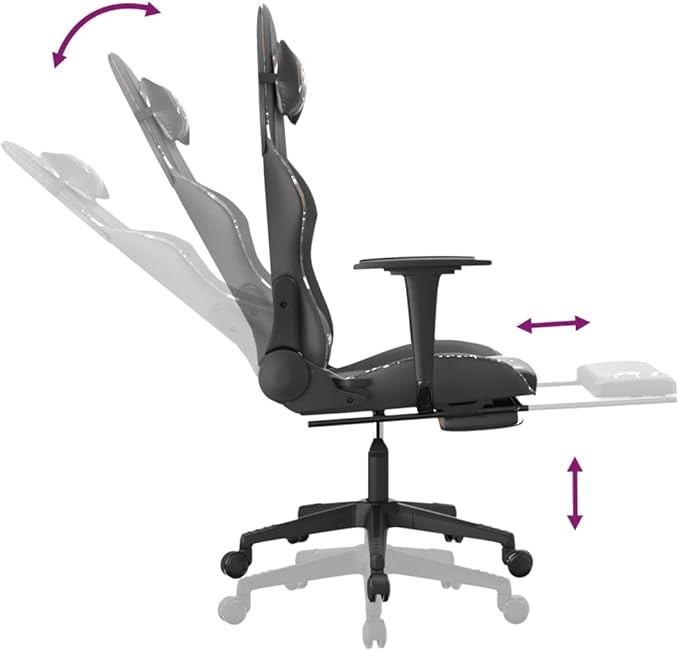 Gaming Chair Desk Office Comfy Comfortable Adjustable Ergonomic Chair with Wheels Camouflage Black for Gamer Computer - Reclining &amp Lumbar Support