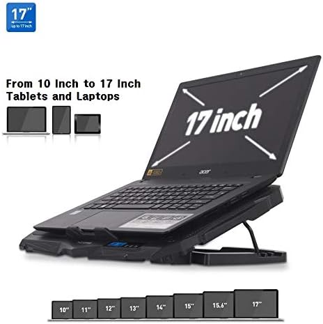 ABKO NCORE NC30 Laptop Cooling Pad Blue LED Cooling Fan Quad Fan LCD Display Fan Controller USB Powered Up to 17 Inch Non Slip Pad Black Mesh