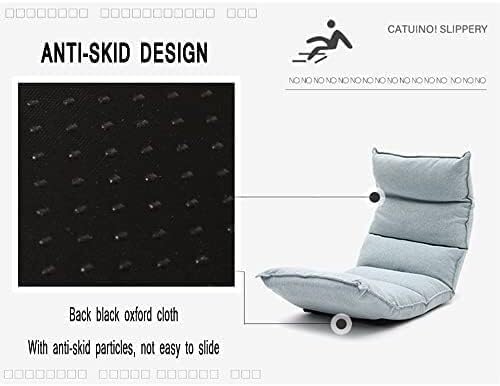 ELEFOCUS Floor Chair Lazy Sofa Reading Chair with Back Support Adjustable 6-Angle Upholstered Single Sofa Bed Chair for Playing(Blau)