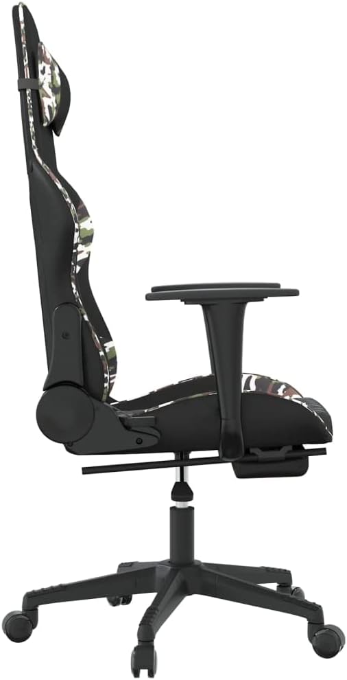 Massage Gaming Chair with Footrest Black&ampCamouflage Faux Leather Gaming Chair with Ergonomic Design Adjustable Features - for Gamers and Office Use