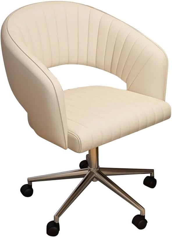 YCKEGEW Recliner Chair Home Office Desk Chairs Game Computer Chair Hollow Backrest Work Chair with WheelsLift Swivel Seat Chair Bedroom Chair(White)