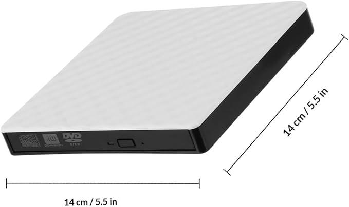 Kichvoe External DVD Drive USB 3.0 DVD Burner Portable CD Writer Compatible with Laptop Desktop White Optical Disk Drive for Data Backup and Media Playback