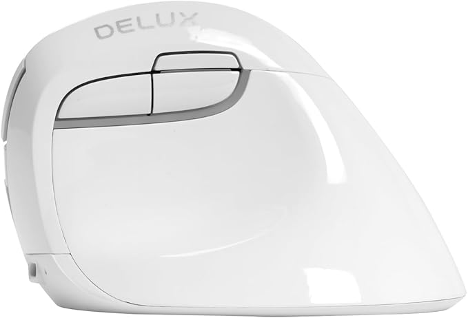 DELUX Wireless Ergonomic Mouse Vertical Mouse for Small Hands Silent Click Ergo Mouse Up to 4000 DPI 6 Buttons Rechargeable 2.4G/BT 5.2 Dual-Mode Compatible with Laptop/PC (M618MINI-White)