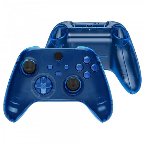 MODDEDZONE Custom Wireless UNMODDED Controller for Xbox One S/X and PC with Exclusive and Unique Designs - The Perfect Gaming Gift for Enthusiasts Expertly Crafted in the USA - Clear Blue Full