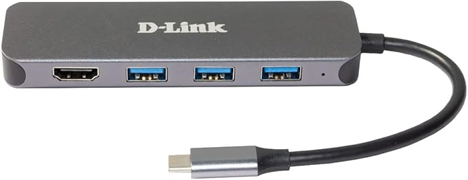 D-Link DUB-2333 5-in-1 USB-C Hub with Power Delivery (PD 60W) 4K HDMI 3 USB 3.0 Ports for Windows macOS Computers Chromebooks iPad Pro Laptops Desktops